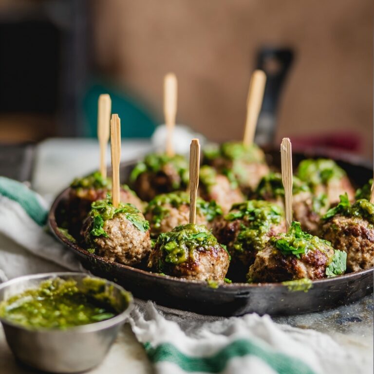 Peruvian Chicken Meatballs with Green Sauce Recipe