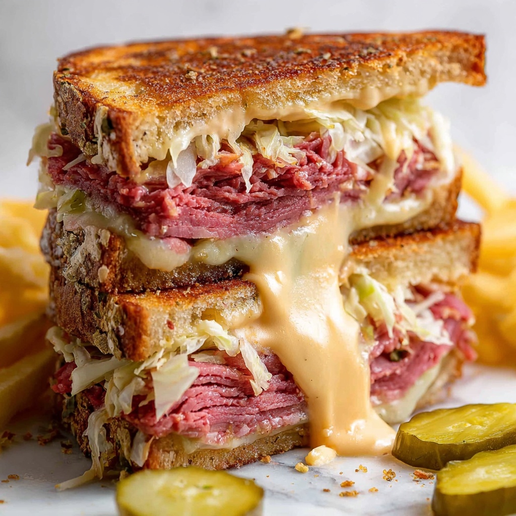 Reuben Sandwich Recipe with Homemade Pastrami and Tangy Slaw Recipe - Recipe Image