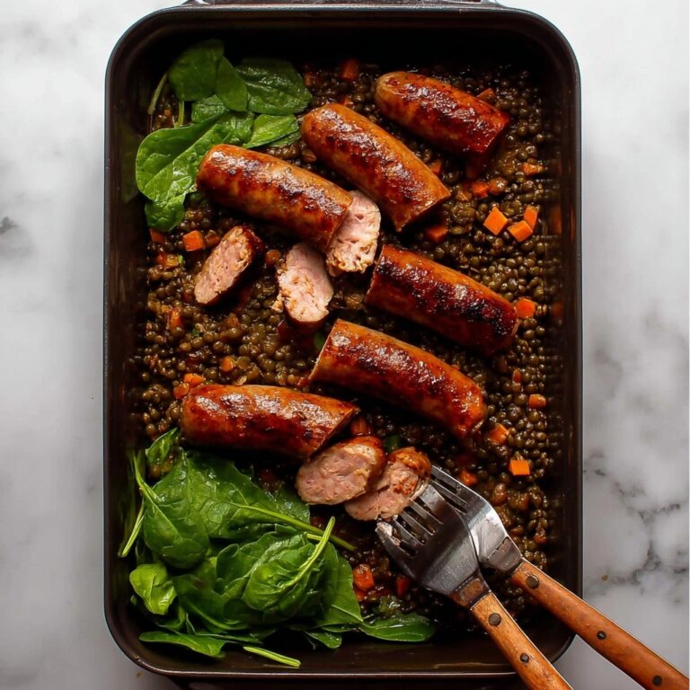 One-Pan Baked Sausage and Lentils Recipe