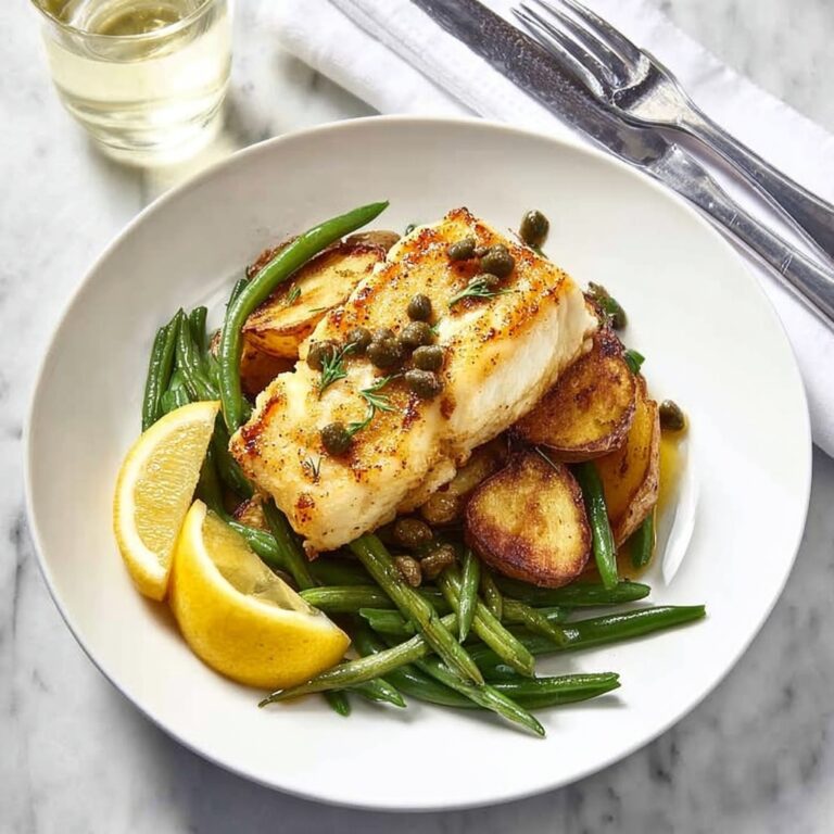 Fish Piccata with Crispy Smashed Potatoes and Green Beans Recipe