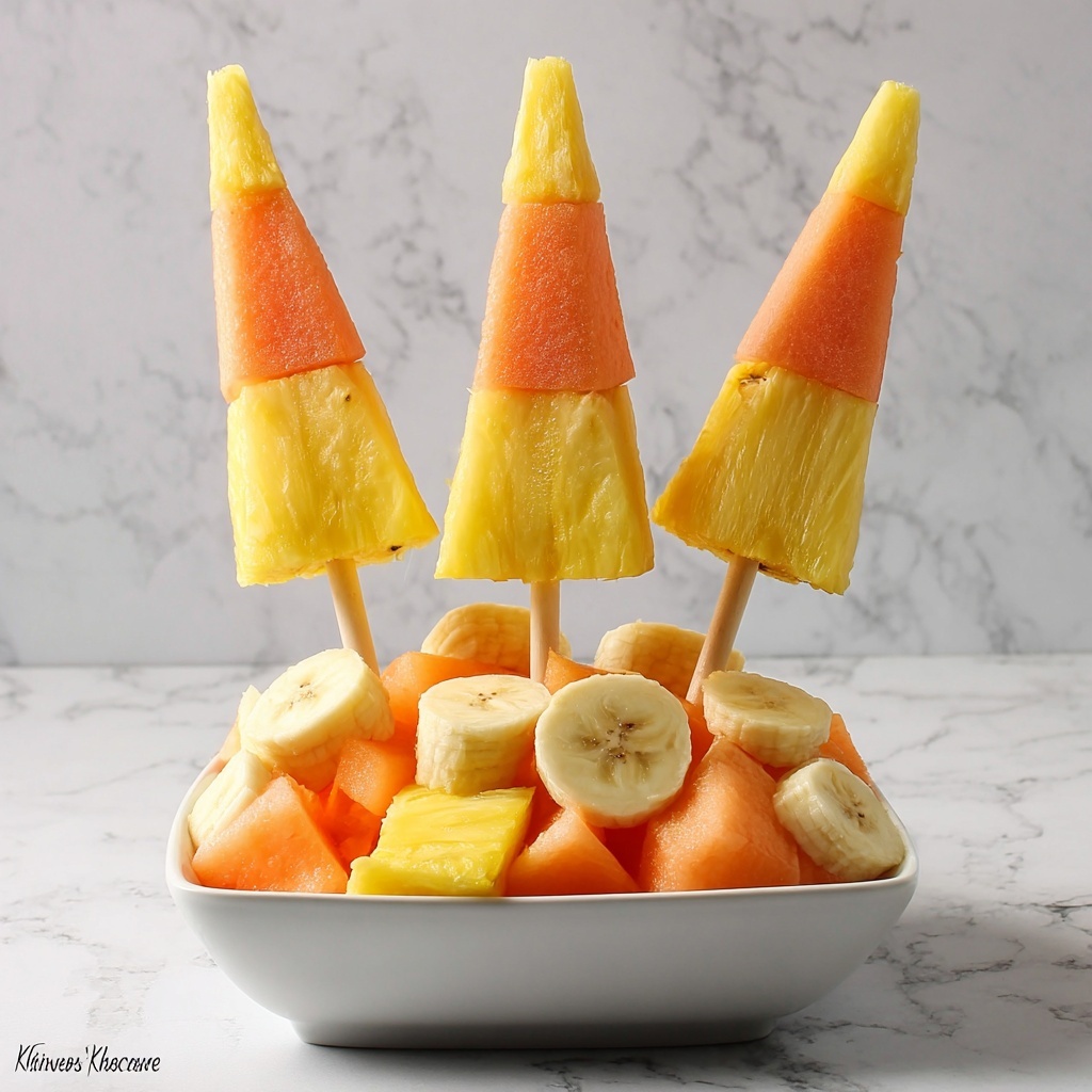 Candy Corn Halloween Fruit Pops Recipe - Recipe Image