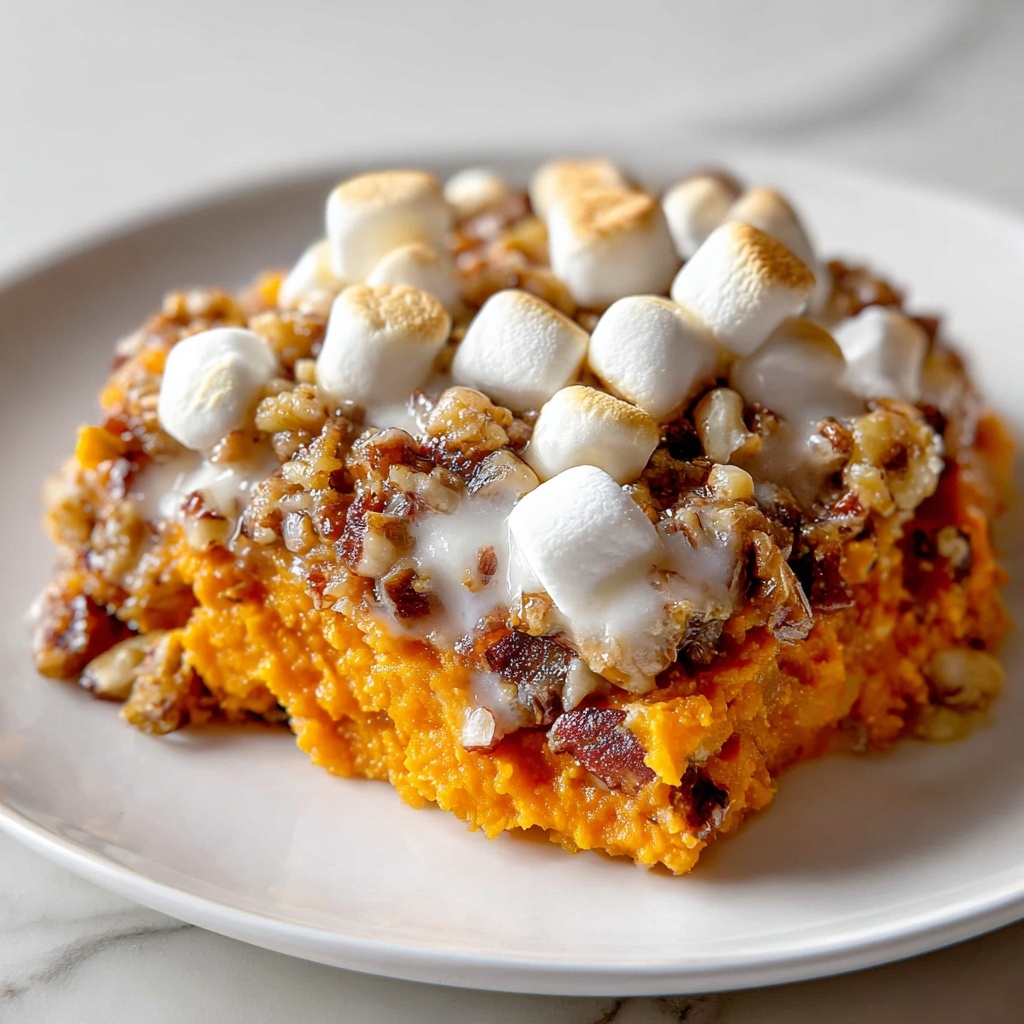 Sweet Potato Casserole with Marshmallows and Pecans Recipe - Recipe Image