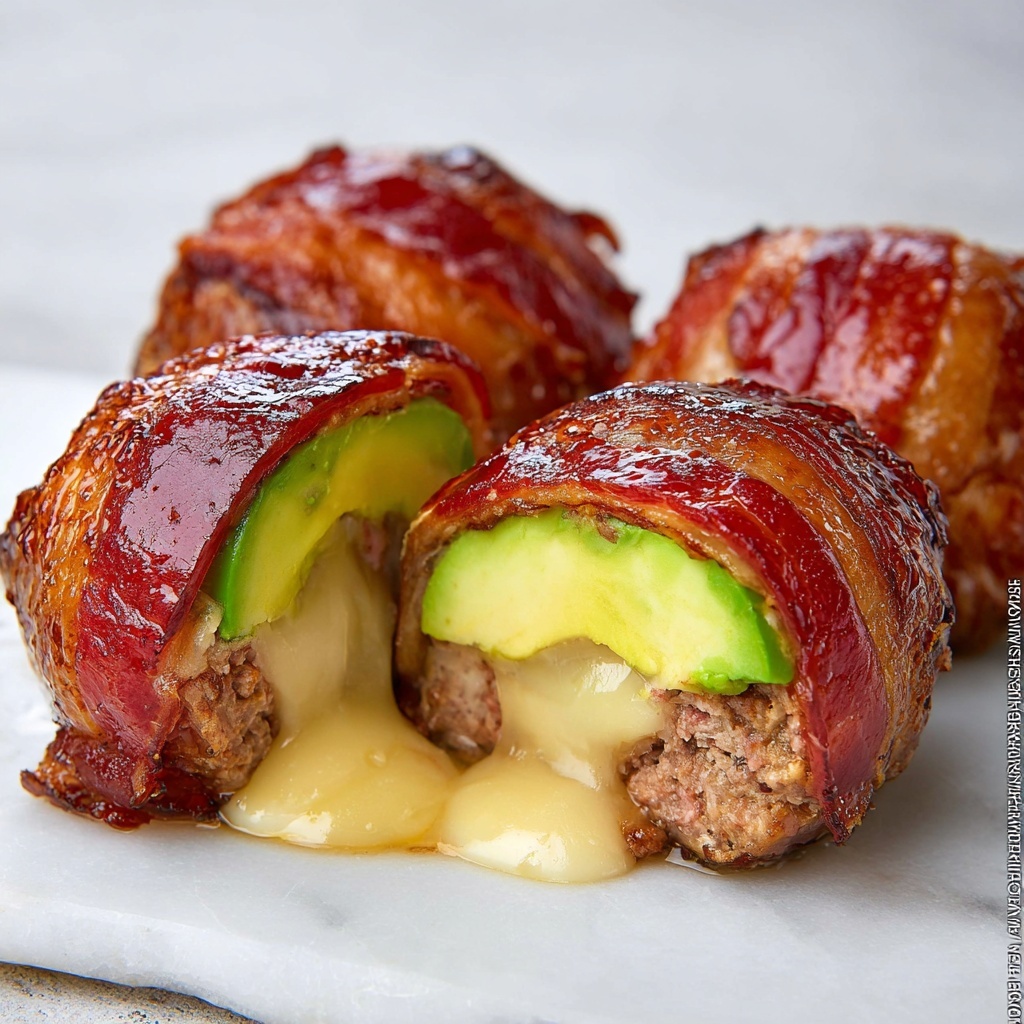 BBQ Bacon Wrapped Avocado Burger Bombs Recipe - Recipe Image