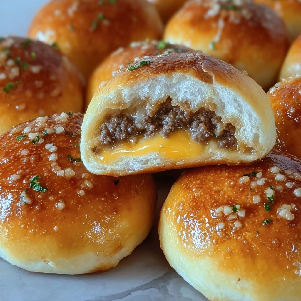 Irresistibly Juicy Garlic Parmesan Cheeseburger Bombs Recipe - Recipe Image