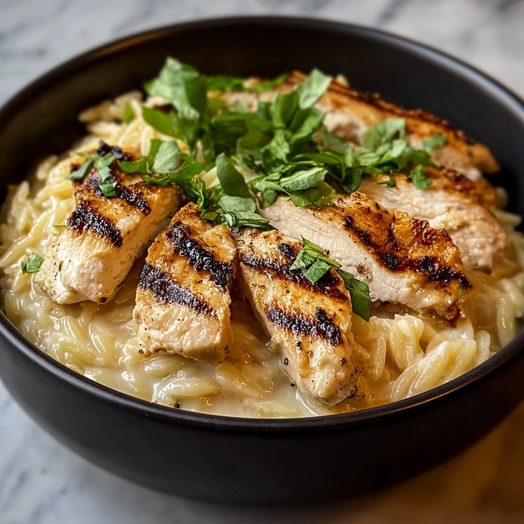 Creamy Parmesan Chicken and Orzo Skillet Recipe - Recipe Image