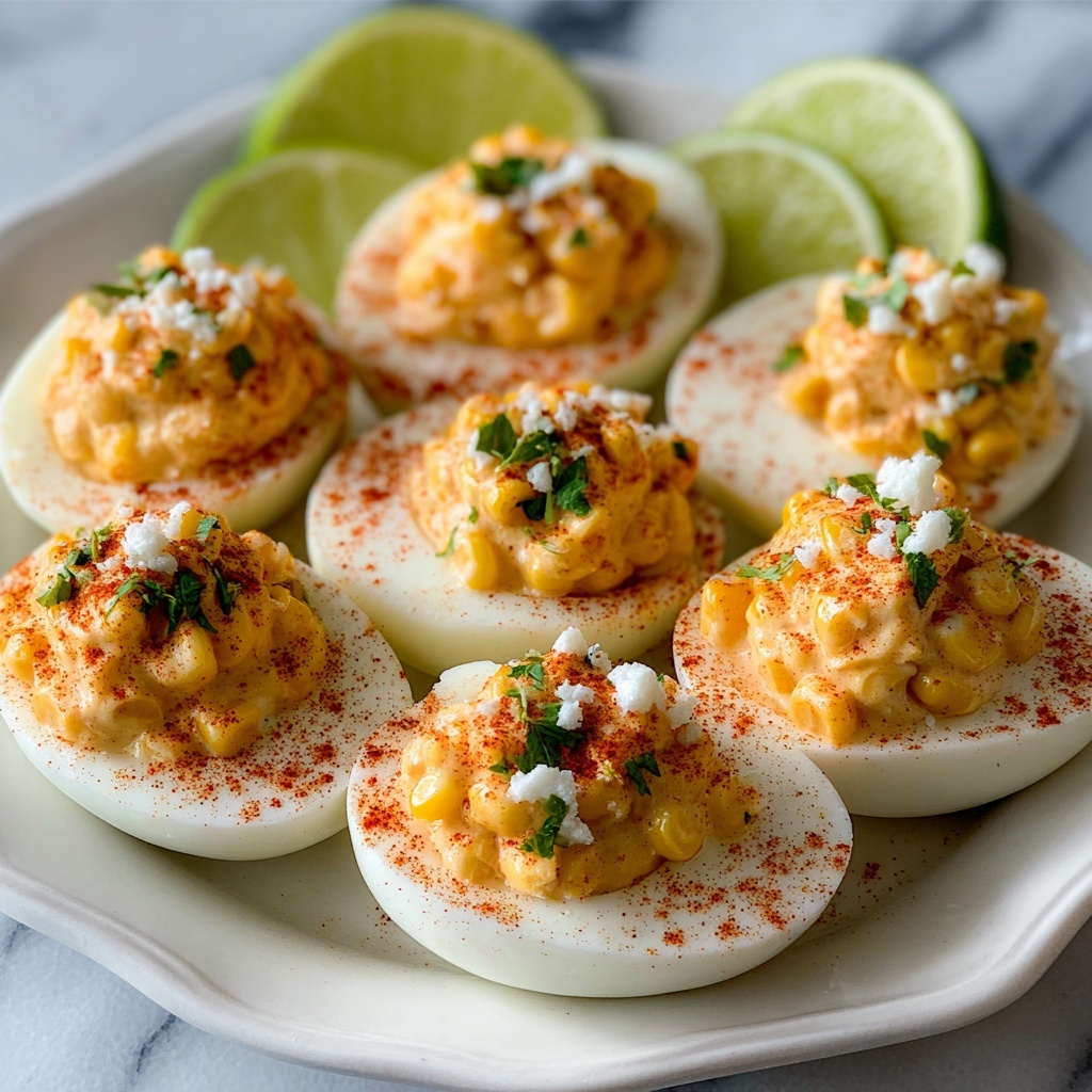 Elote Deviled Eggs with Zesty Chipotle Mayo Recipe - Recipe Image