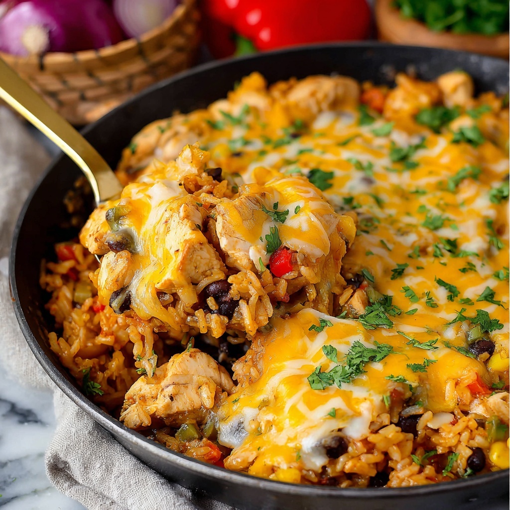 Fiesta Chicken Skillet with Rice, Beans, and Cheese Recipe - Recipe Image