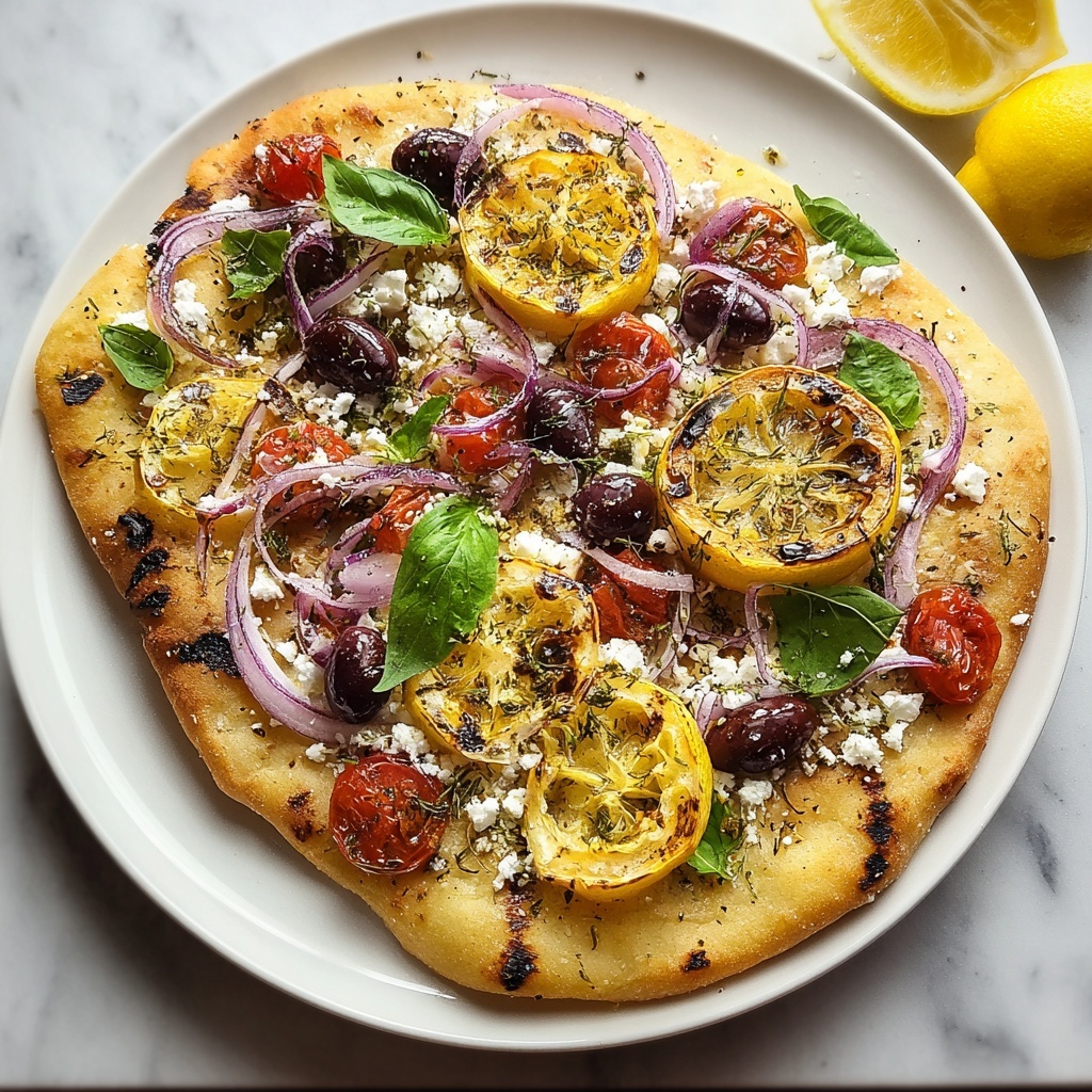Zesty Mediterranean Grilled Lemon Pizza Recipe - Recipe Image