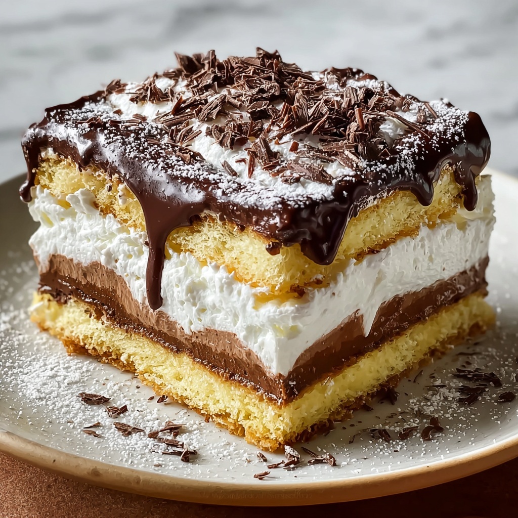 Decadent Creamy Cookie Lasagna with Layered Rich Chocolate and Whipped Vanilla Cream Recipe - Recipe Image