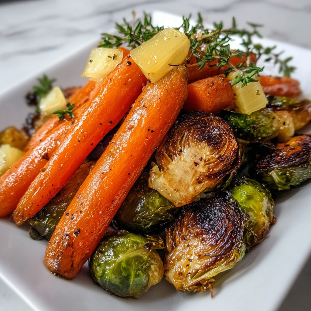 Roasted Maple Glazed Carrots and Brussels Sprouts Recipe - Recipe Image