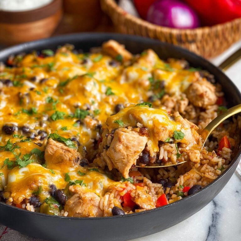 Fiesta Chicken Skillet with Rice, Beans, and Cheese Recipe