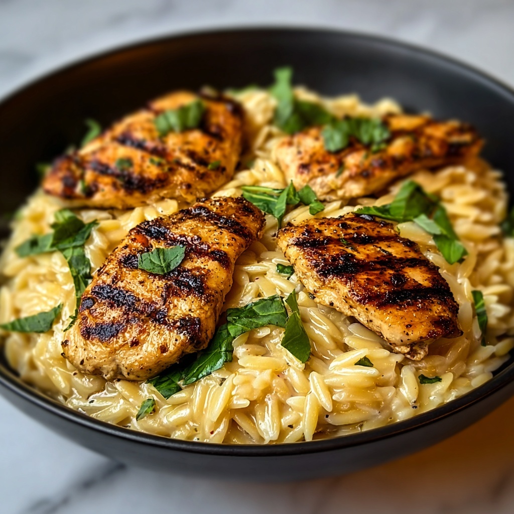Creamy Parmesan Chicken and Orzo Skillet Recipe - Recipe Image
