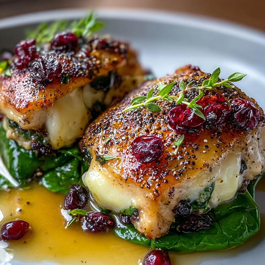 Irresistibly Flavorful Cranberry & Spinach Stuffed Chicken with Brie Recipe - Recipe Image