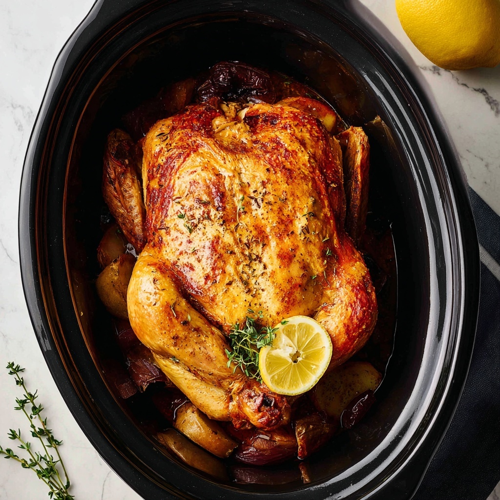 Crockpot Whole Chicken with Herbs and Lemon Recipe - Recipe Image