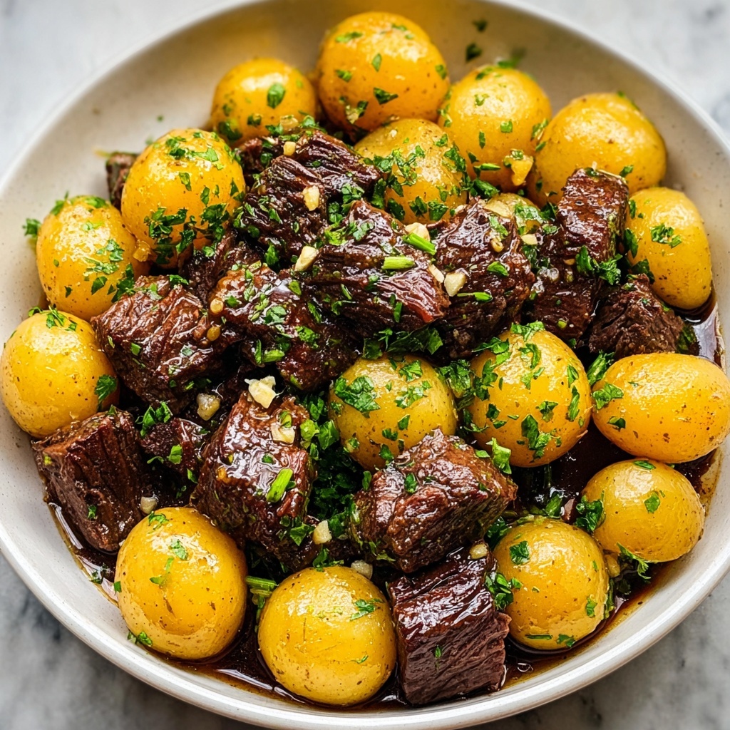 Slow Cooker Garlic Butter Beef Bites & Potatoes Recipe - Recipe Image