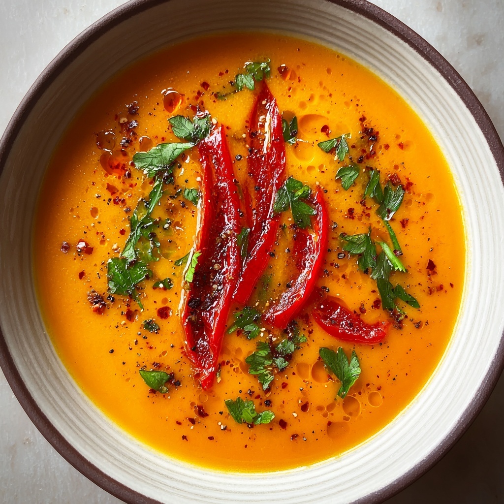 Vegan Roasted Carrot & Red Pepper Soup Recipe - Recipe Image