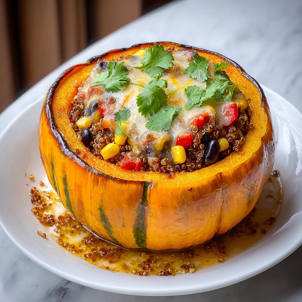 Roasted Stuffed Pumpkin with Quinoa, Black Beans, and Corn Recipe - Recipe Image