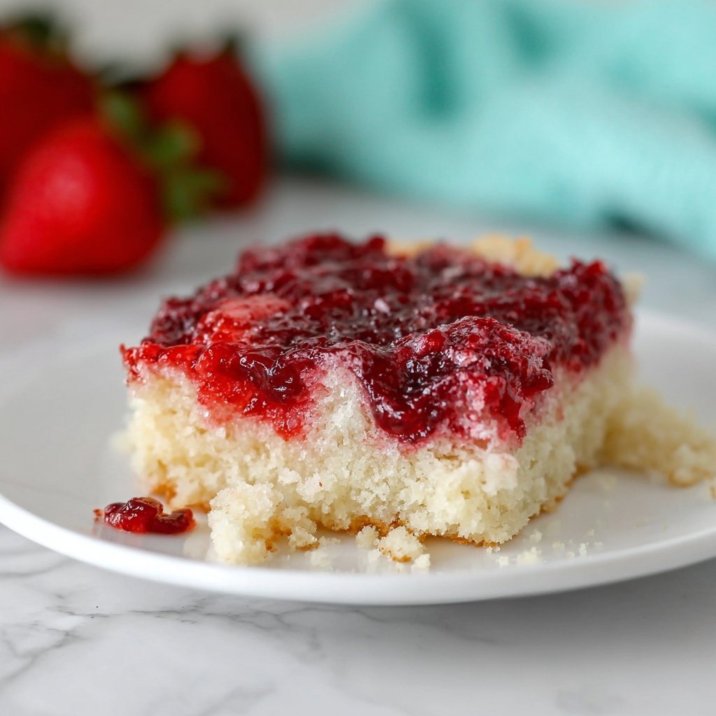 Strawberry Jello and Marshmallow Upside Down Cake Recipe - Recipe Image