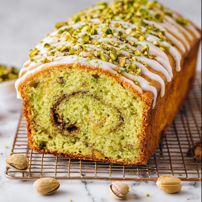 Pistachio Cake Mix Bread with Green Food Coloring and Pistachio Glaze Recipe
