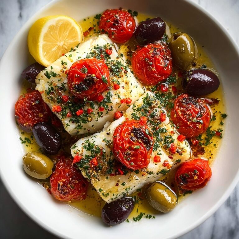 Mediterranean Baked Cod with Olives and Cherry Tomatoes Recipe