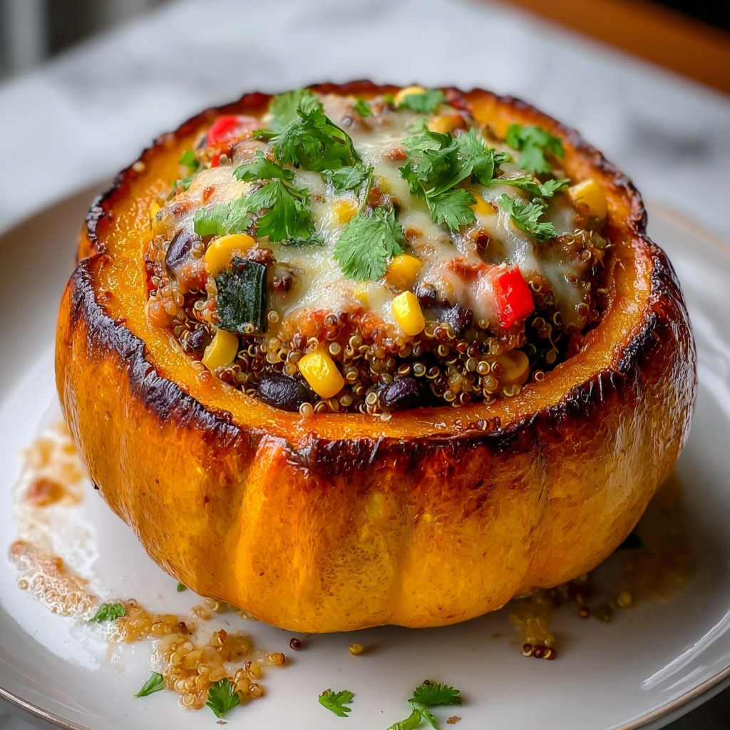 Roasted Stuffed Pumpkin with Quinoa, Black Beans, and Corn Recipe - Recipe Image