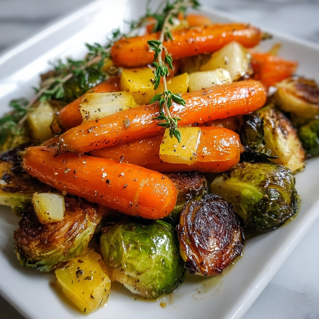 Roasted Maple Glazed Carrots and Brussels Sprouts Recipe - Recipe Image