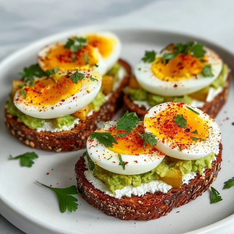Avocado Cottage Toasts with Soft-Boiled Eggs & Paprika Recipe