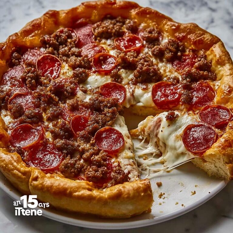 Deep Hamburger Sausage & Pepperoni Pie Recipe