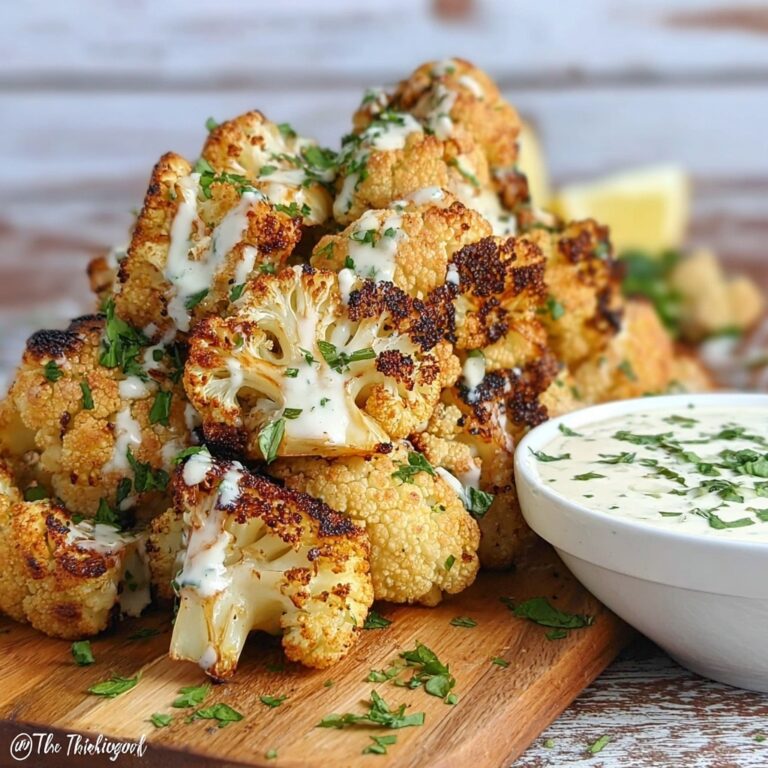 Crispy Baked Cauliflower Bites with Garlic Sauce Recipe