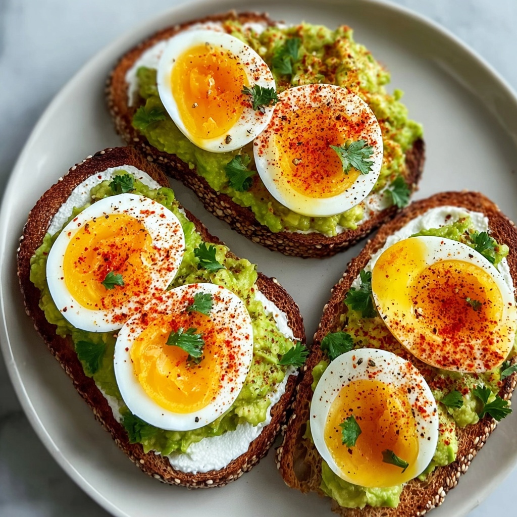 Avocado Cottage Toasts with Soft-Boiled Eggs & Paprika Recipe - Recipe Image