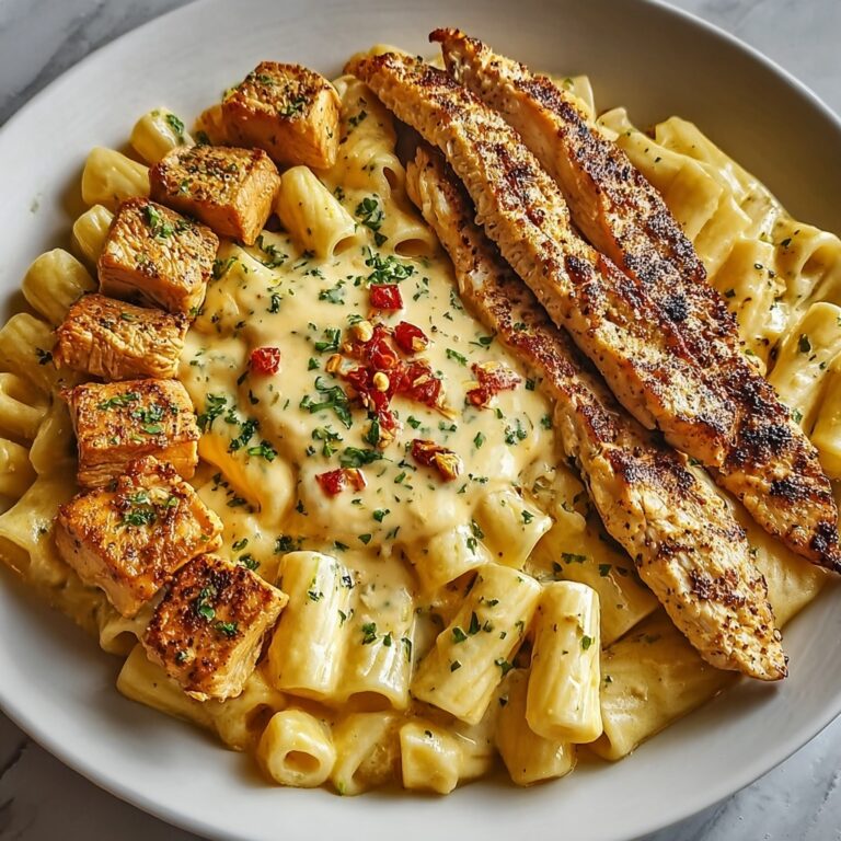 Indulgent Spicy Cajun Chicken Rigatoni in Creamy Mozzarella Alfredo Recipe