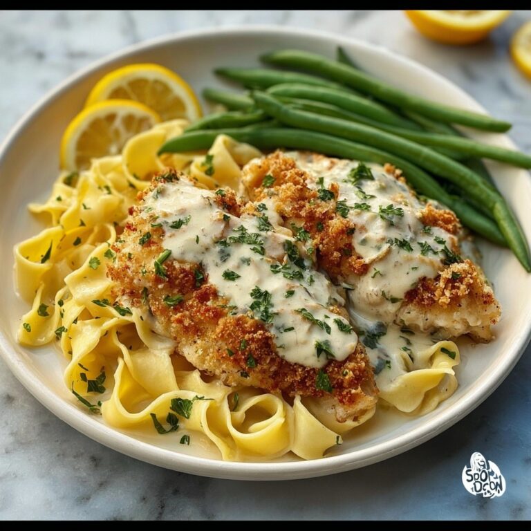 Coconut-Lemon Chicken Alfredo with Chili Feta Cream & Crispy Parmesan Green Beans Recipe