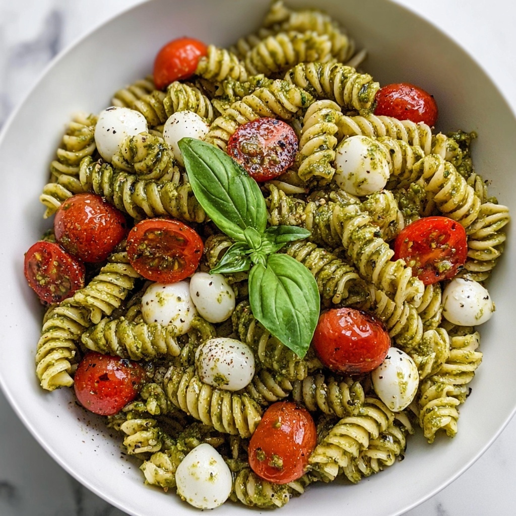 Pesto Caprese Pasta Salad Recipe - Recipe Image