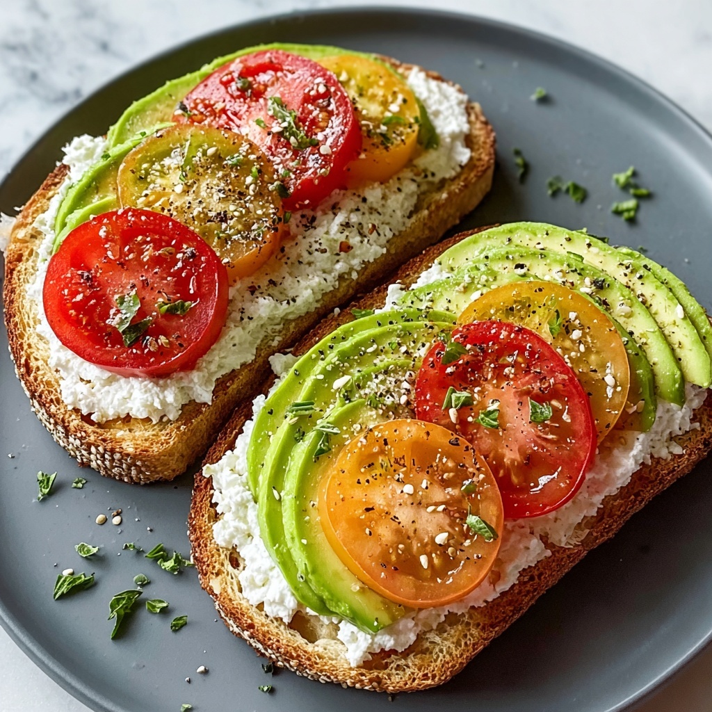 Creamy Tomato & Avocado Toast with Cottage Cheese Recipe - Recipe Image