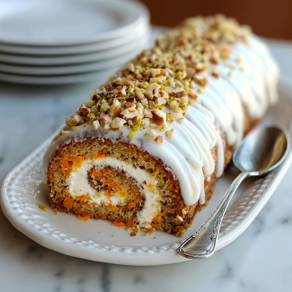 Carrot Cake Roll with Cream Cheese Frosting Filling Recipe - Recipe Image