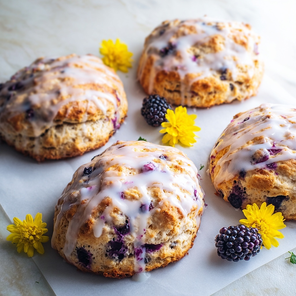 Earl Grey Blackberry Scones with Lemon Glaze Recipe - Recipe Image