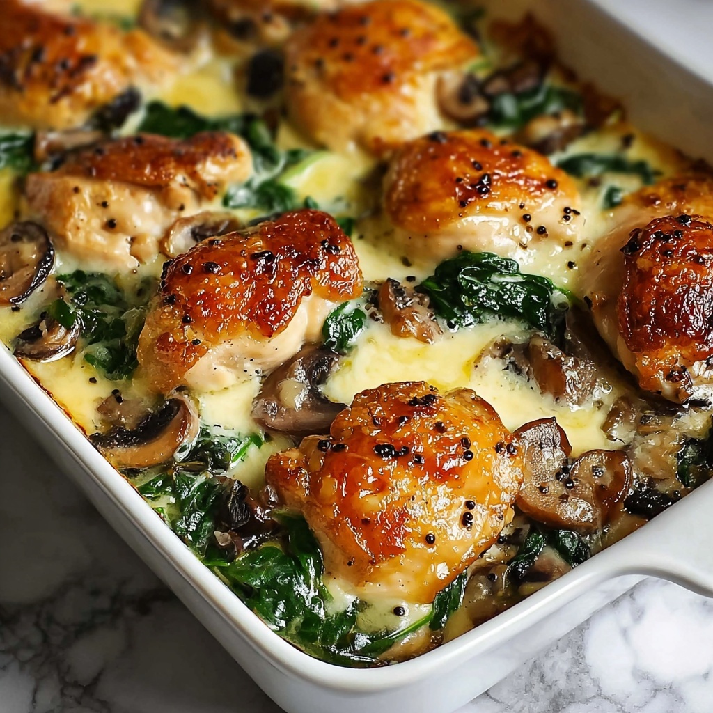 Chicken, Spinach, and Mushroom Low Carb Oven Dish Recipe - Recipe Image