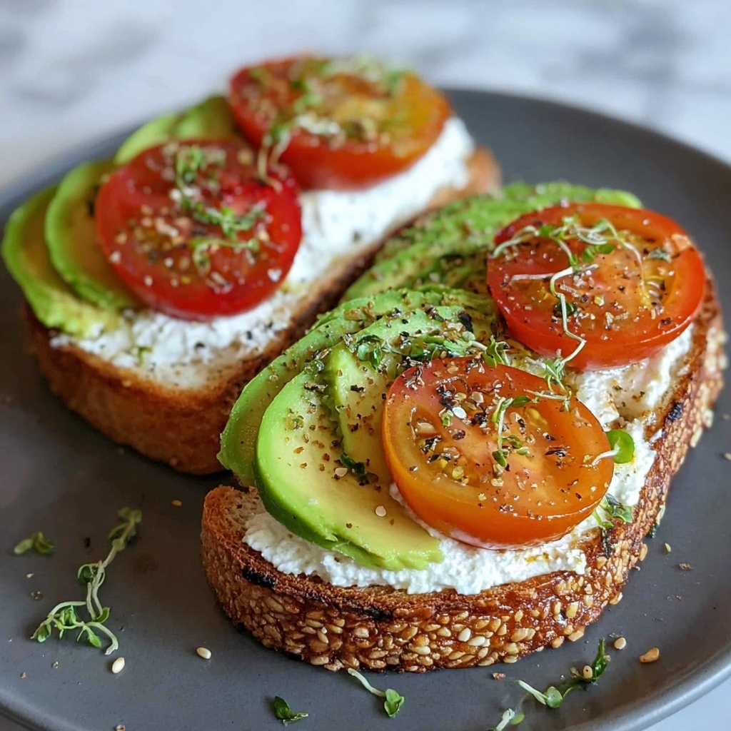 Creamy Tomato & Avocado Toast with Cottage Cheese Recipe - Recipe Image
