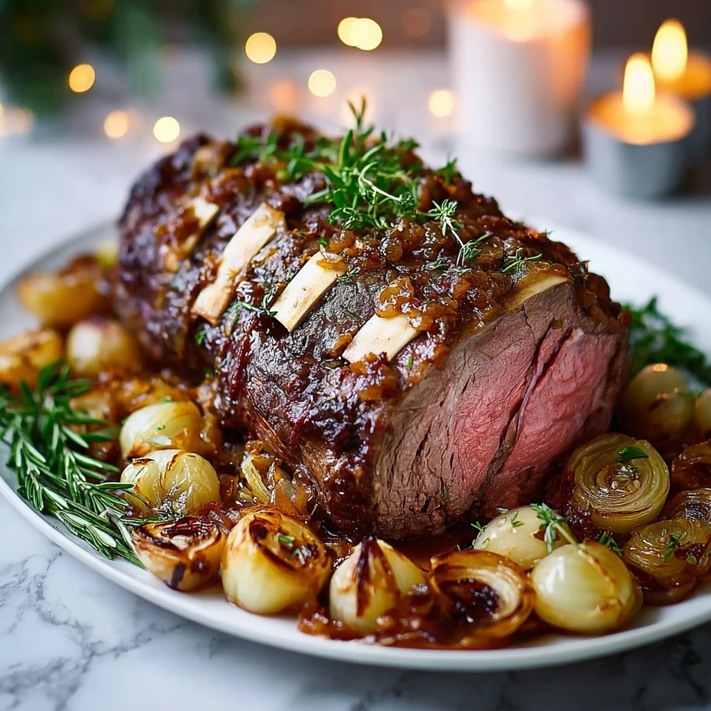 Slow-Roasted Lamb Shoulder with Caramelized Onions and Honey Herb Glaze Recipe - Recipe Image