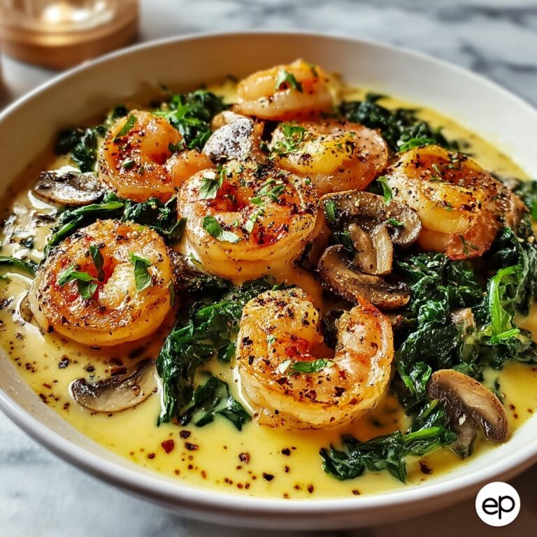 Indulgent Creamy Spinach Mushroom Shrimp Shells Recipe